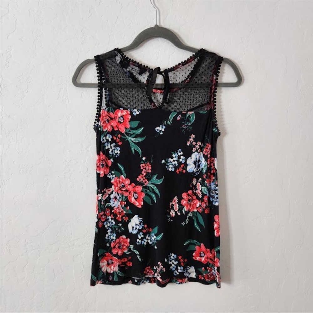 Dorothy Perkins Black Floral Lace Yoke Tank Top